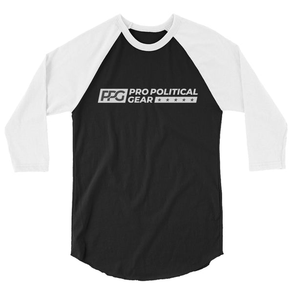 Pro Political Gear White Logo 3/4 Sleeve Raglan Shirt